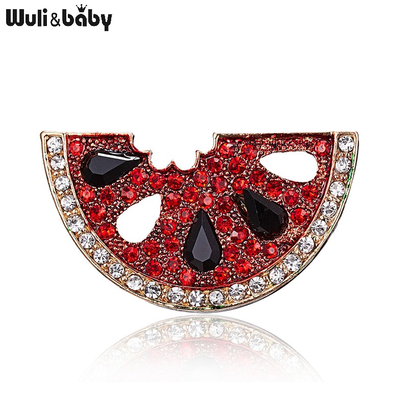 Home Office Layout - Wuli&baby Red Rhinestone Watermelon Brooches For